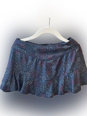 All In Motion Navy Firework-Print Skater Skirt
